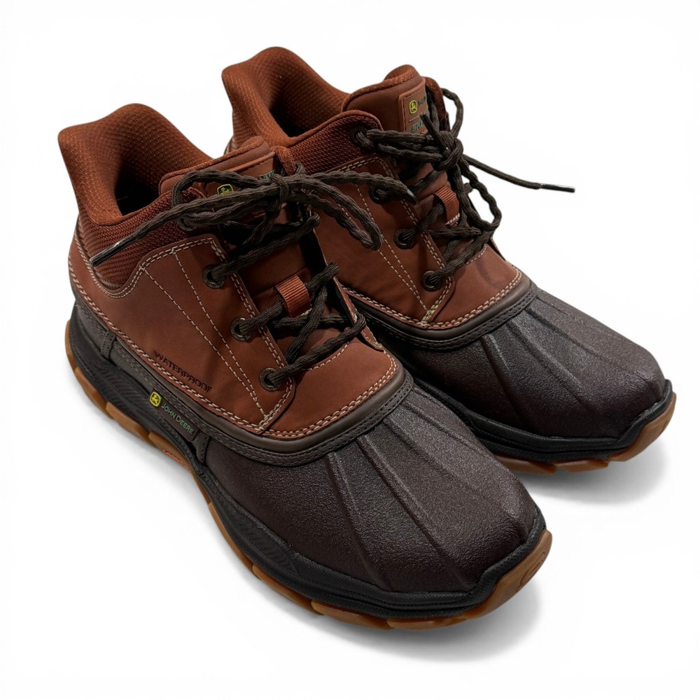 John Deere Skechers Slip-ins Waterproof Duck Boots Mens 8.5 Brown 256026 NWOB